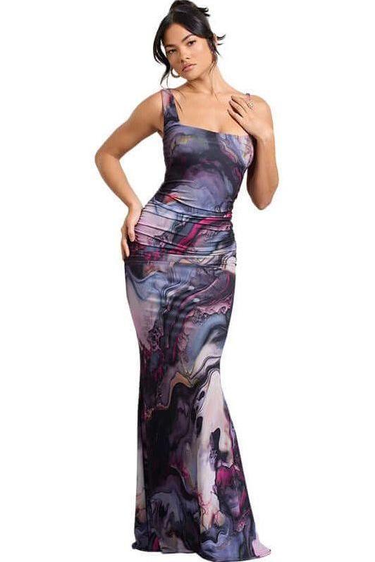 Abstract One-Shoulder Maxi dress