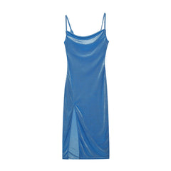 Festive Cheer Velvet Charming Slit Midi Dress