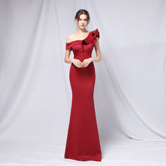 Delana Formal One Charming Shoulder Satin Dress