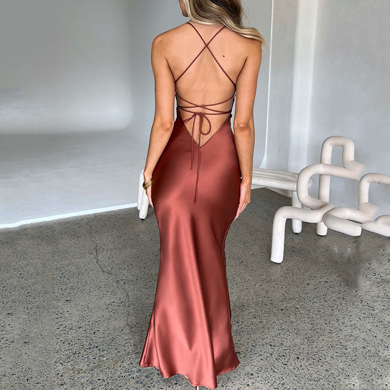 Emilia Draped Stylish Satin Gown