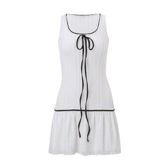 Bow Tie Mesh Sleeveless Tank Dress