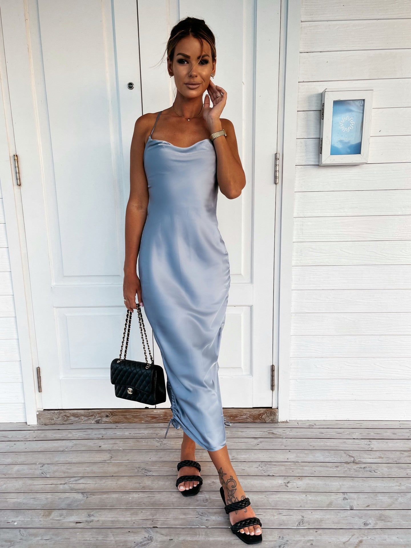 Wrapped In Stylish Charming Satin Mini Dress
