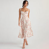 Dress Slim Fit Slit Floral Hollow Out Hollow Out Cutout Backless Strap Dress