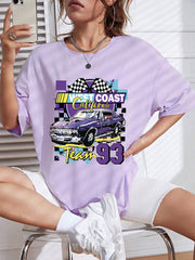 Loose Letter Car Print Simple Top