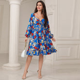Digital Printed Chiffon High Waist Dress