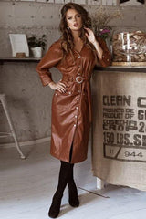 PU leather long dress