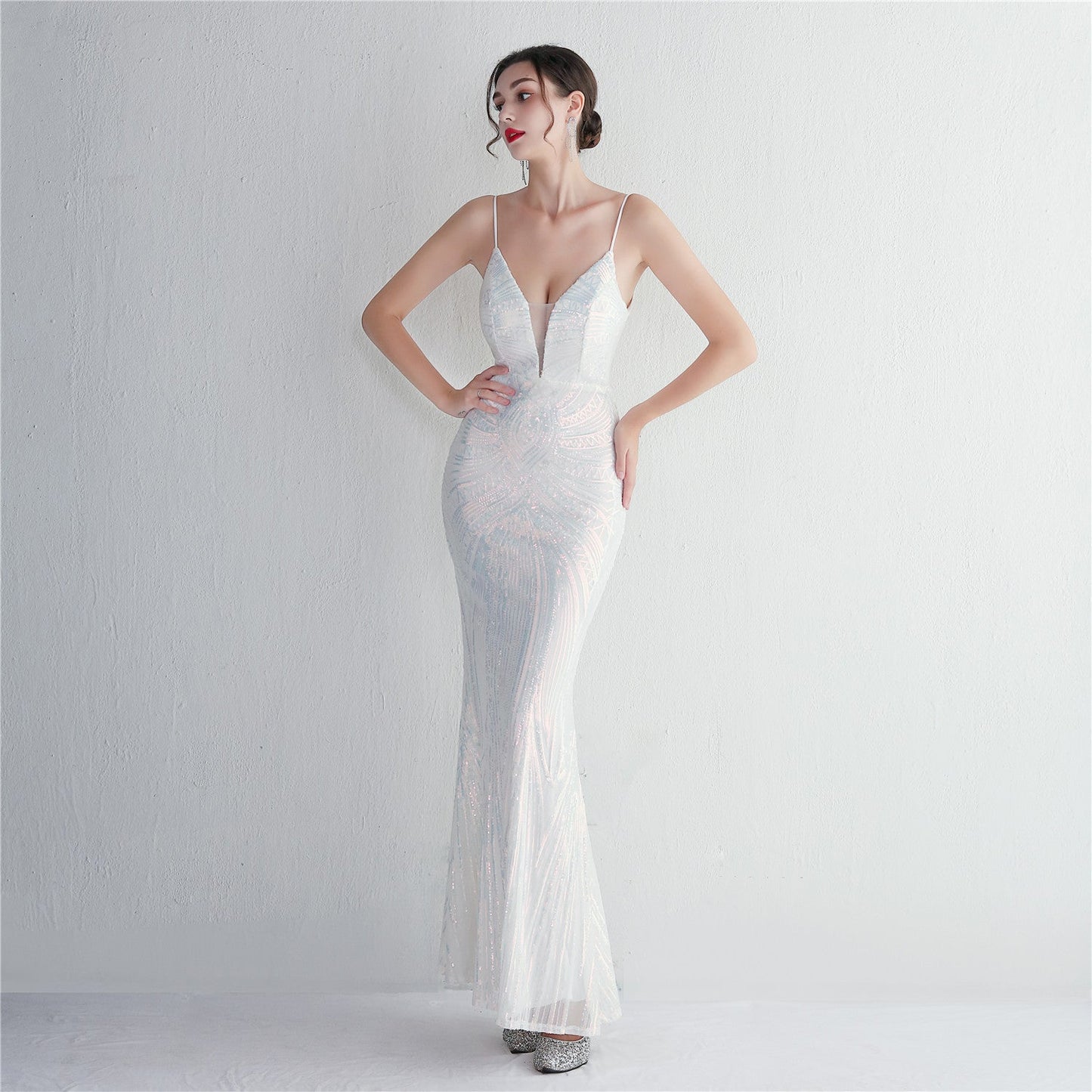 Liana Formal Sequin Charming Scroll Mermaid Dress
