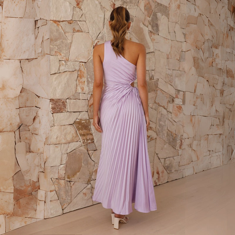 Fitted One Shoulder Gown Dress