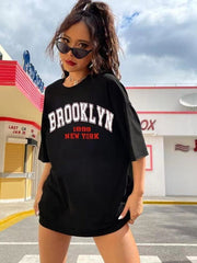 Round Neck T-Shirt With Short Sleeves And Letters