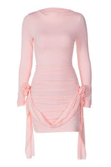 Round neck long-sleeved dress