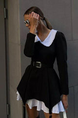 Doll-neck black dress