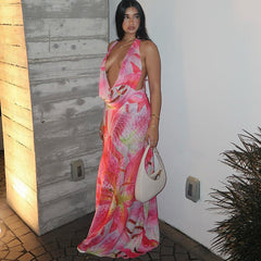 Backless Halter Maxi Dress