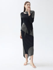 Chic Patchwork Pleated Irregular Skirt Set