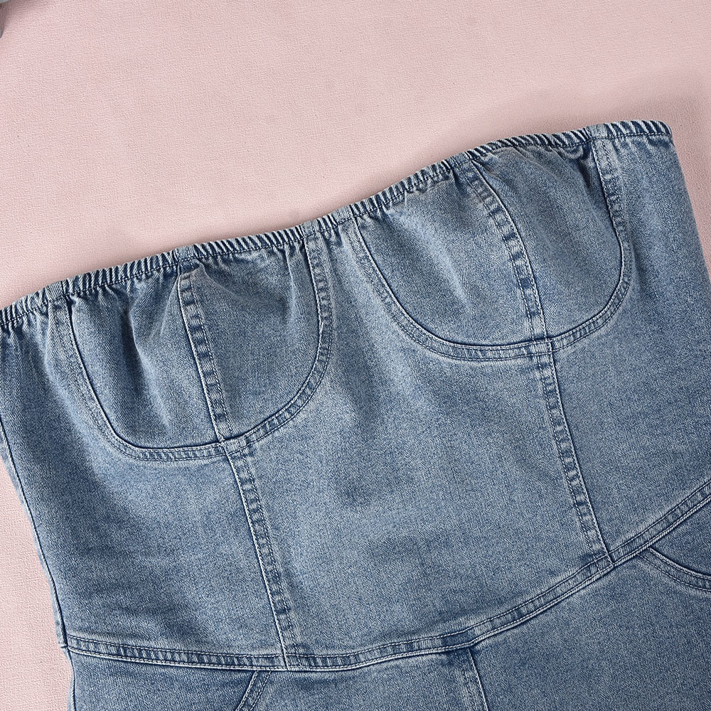 Denim Dreams Stylish Lace-Up Mini Dress
