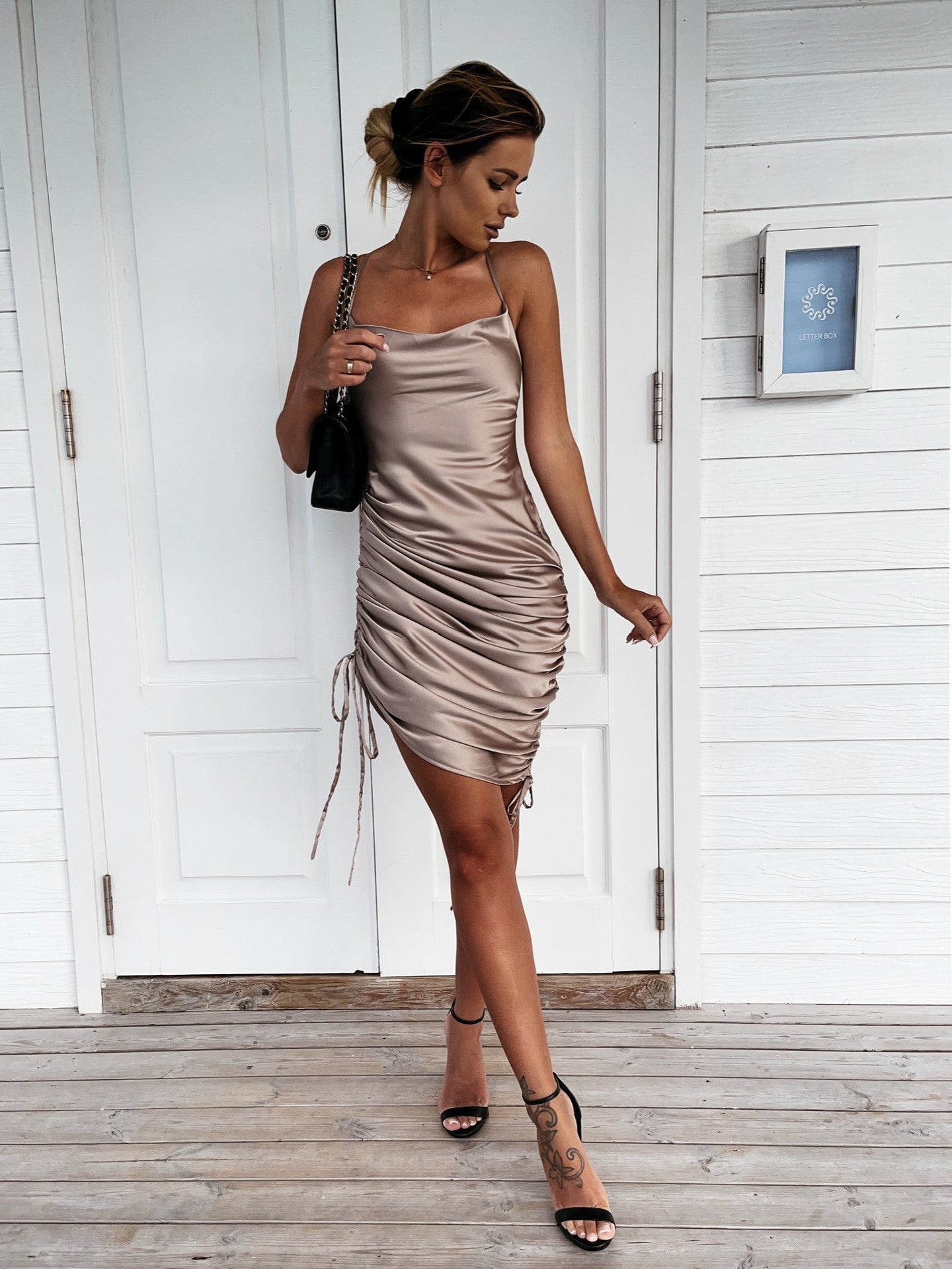 Wrapped In Stylish Charming Satin Mini Dress
