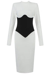 High-neck bandage slim fit hip dress