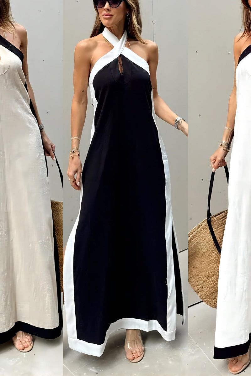 Backless Halter Neck Split Dress