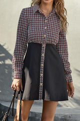 Slim stitching fake two-piece dress