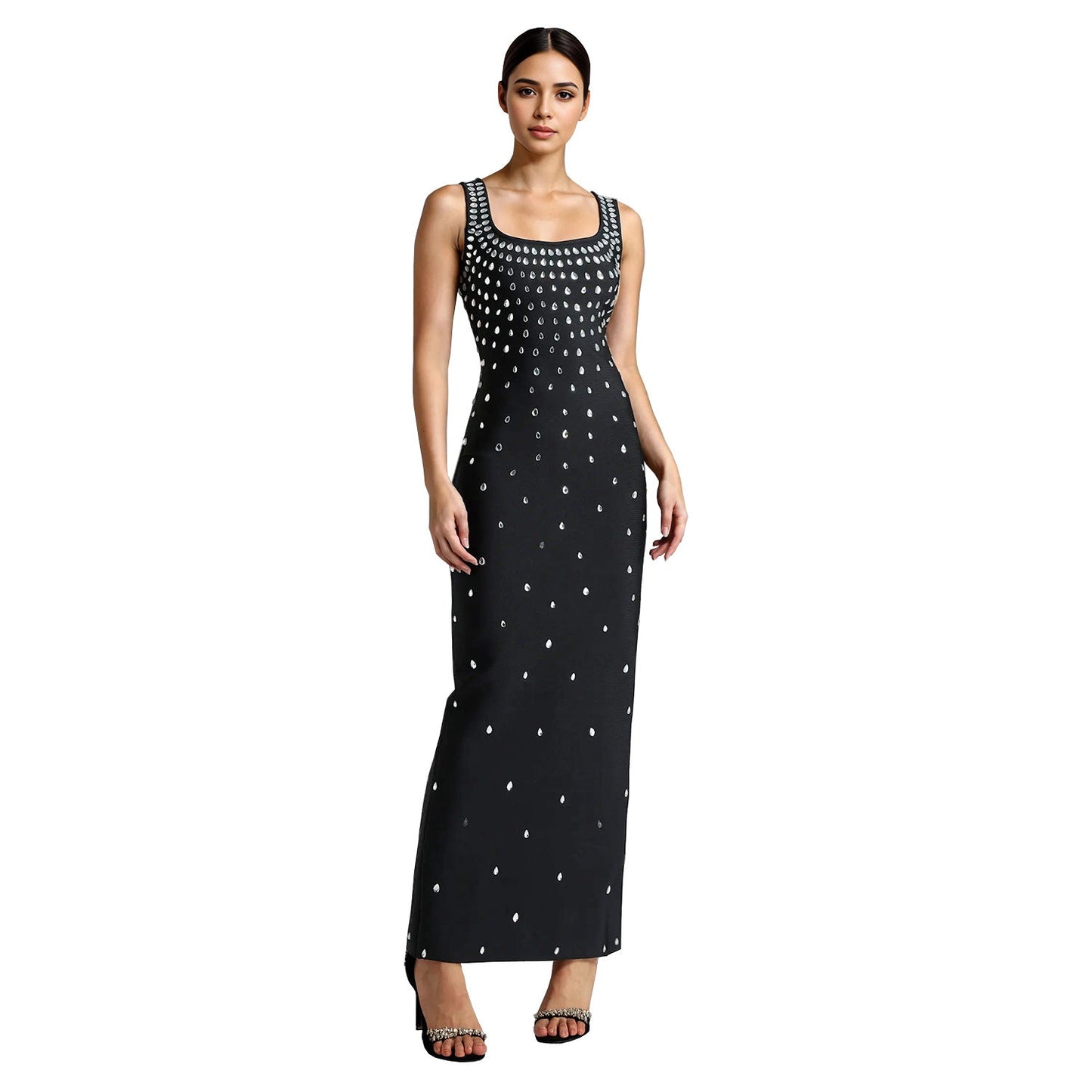 Rhinestone Sleeveless Hip Dress