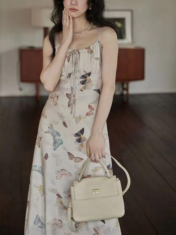 Forest-Style Fitted Halter Dress
