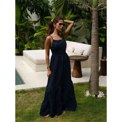 Backless Straps Long Suspender Dress