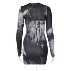 Deep V-neck grey party dress