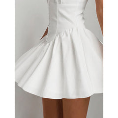 white lace pure cotton halter dress