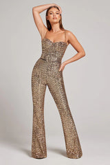 Jaqueline - Sparkle Sequins Jumpsuit With Belt