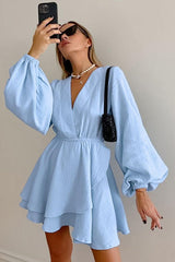 Pure Cotton Slim Lantern Sleeve Dress