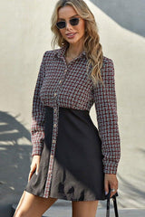 Slim stitching fake two-piece dress