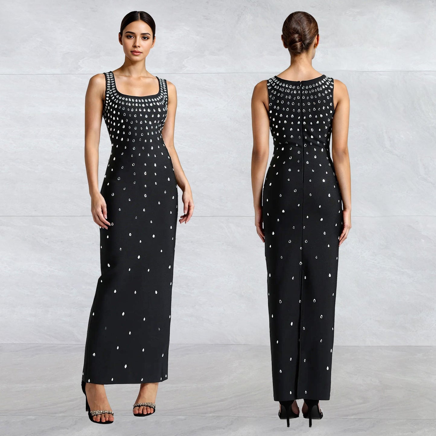 Rhinestone Sleeveless Hip Dress