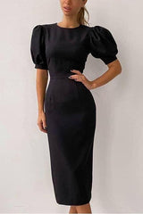 Tight high waist puff sleeve dress