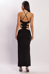 Hollow design long Black dress