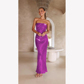 Bright Silk Bandeau Maxi Dress