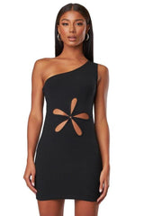 Mid-waist slanted shoulder sleeveless dress