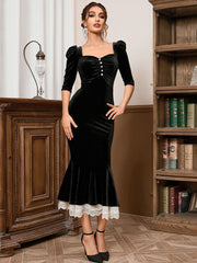 Margot Formal Stylish Ruffled Velvet Dress