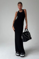 Suspender Sleeveless Ripped Long Dress