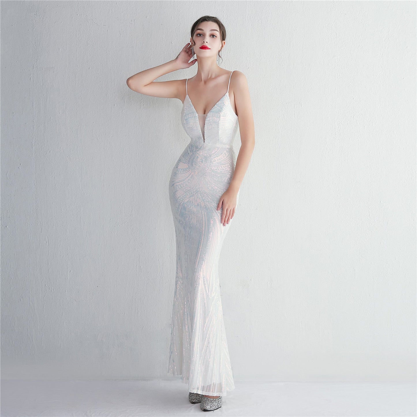 Liana Formal Sequin Charming Scroll Mermaid Dress