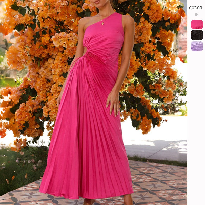 Fitted One Shoulder Gown Dress