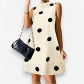 Polka dot round neck sleeveless dress