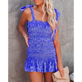 Spaghetti Straps Corset Dress Casual Lotus Leaf