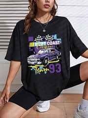 Loose Letter Car Print Simple Top