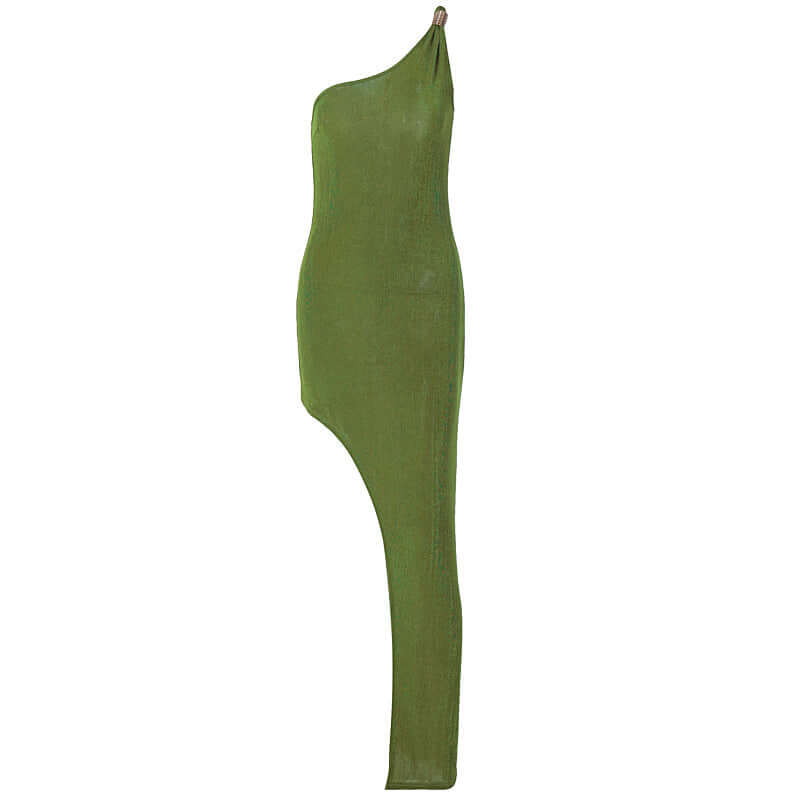 one shoulder irregular cut dress