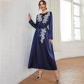Long Sleeved Dress Office Embroidered Long Dress Winter