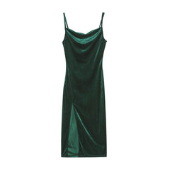 Festive Cheer Velvet Charming Slit Midi Dress