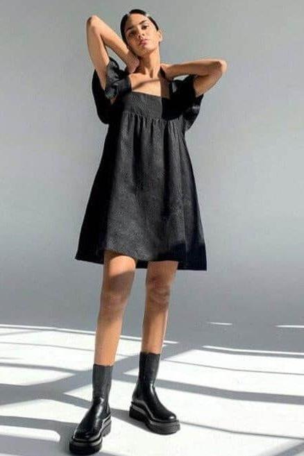 High waist ruffle dress