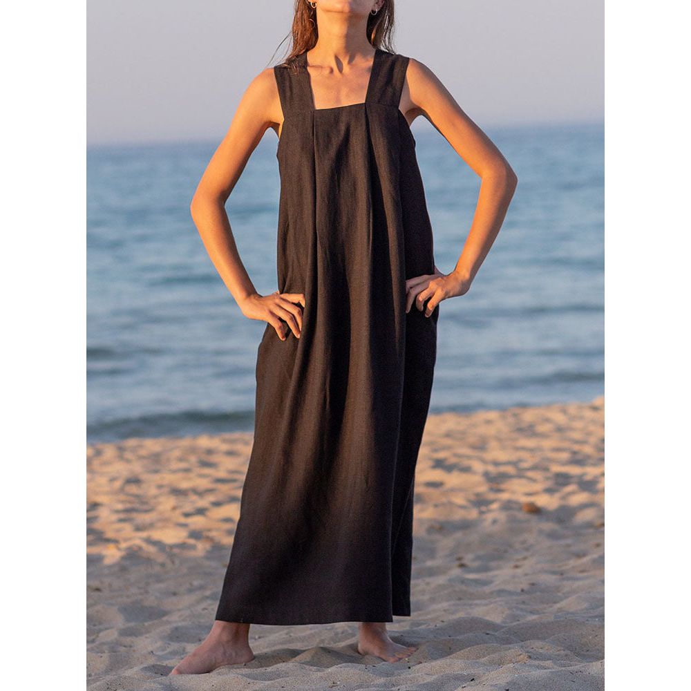 Square Neck Sleeveless Loose Long Dress
