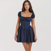 Sweet Spicy Boning Corset Slim Fit Puff Sleeve Square Collar
