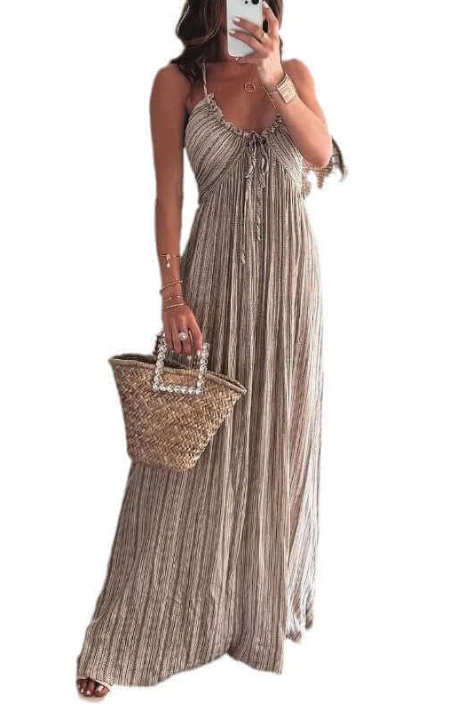 Summeer Backless U Neck suspender Long Dress