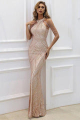 Tassel sequin host fishtail long slim dress